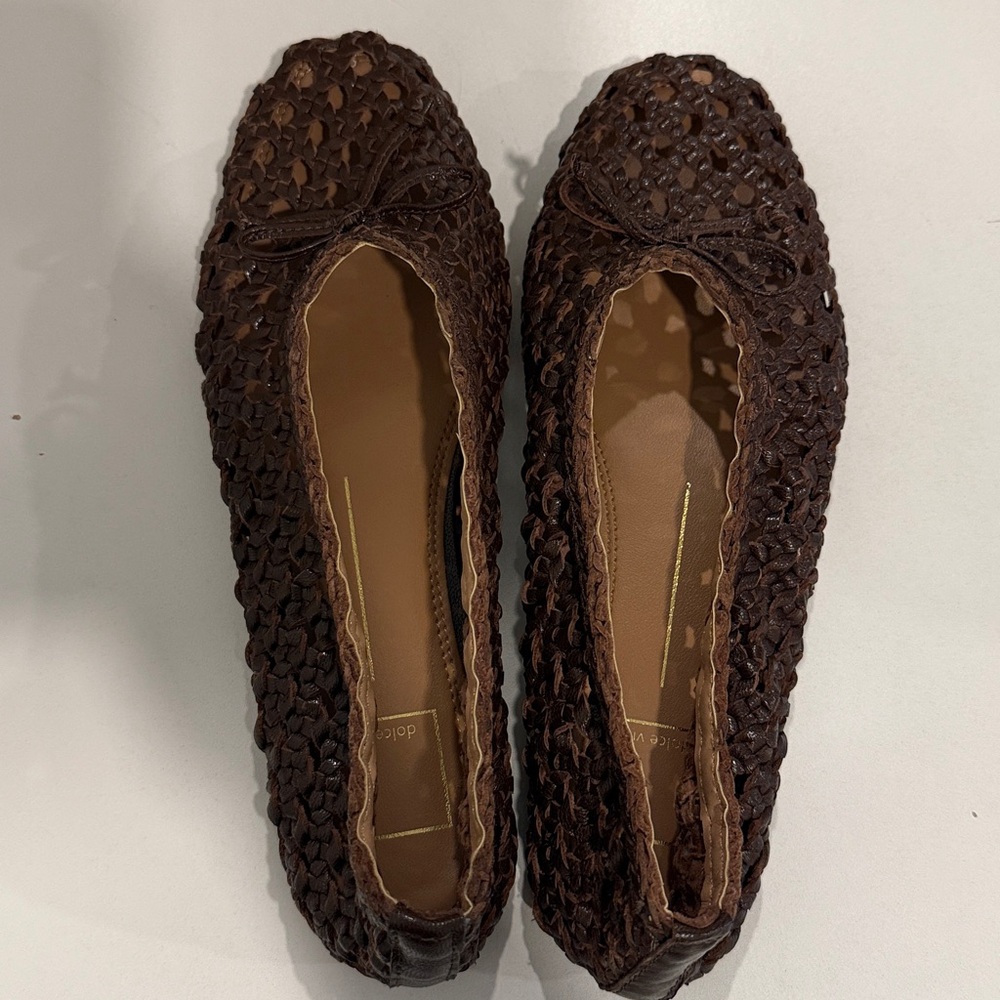 Dolce Vita Brown Woven Leather Ballet Flats - Picture 4 of 13